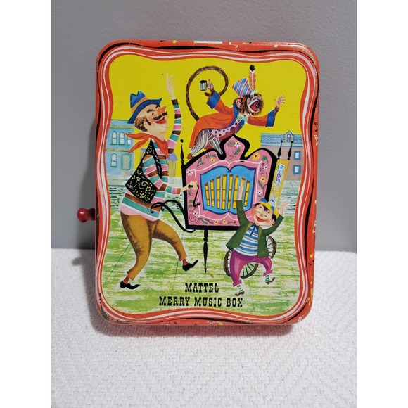 Mattel Other - Vintage 1950’s MATTEL Merry MUSIC BOX Metal TIN TOY Organ Grinder WORKS #501